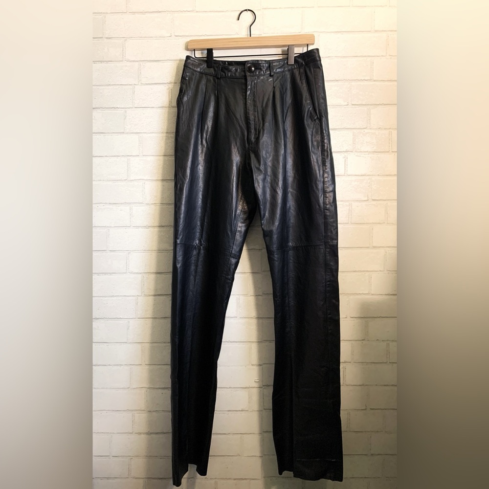 Men's Vintage Scully 100% Leather 80s Trouser Biker Dress Pants 32 Waist Unisex